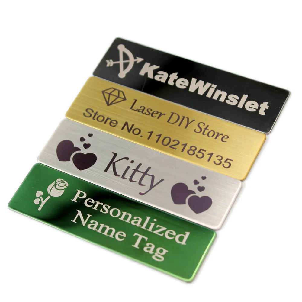 70x20mm Customizable Brooches Pin Personalized Engraved Your Text Logo Business ID Plate Steel Metal Tag Customized Name Badges