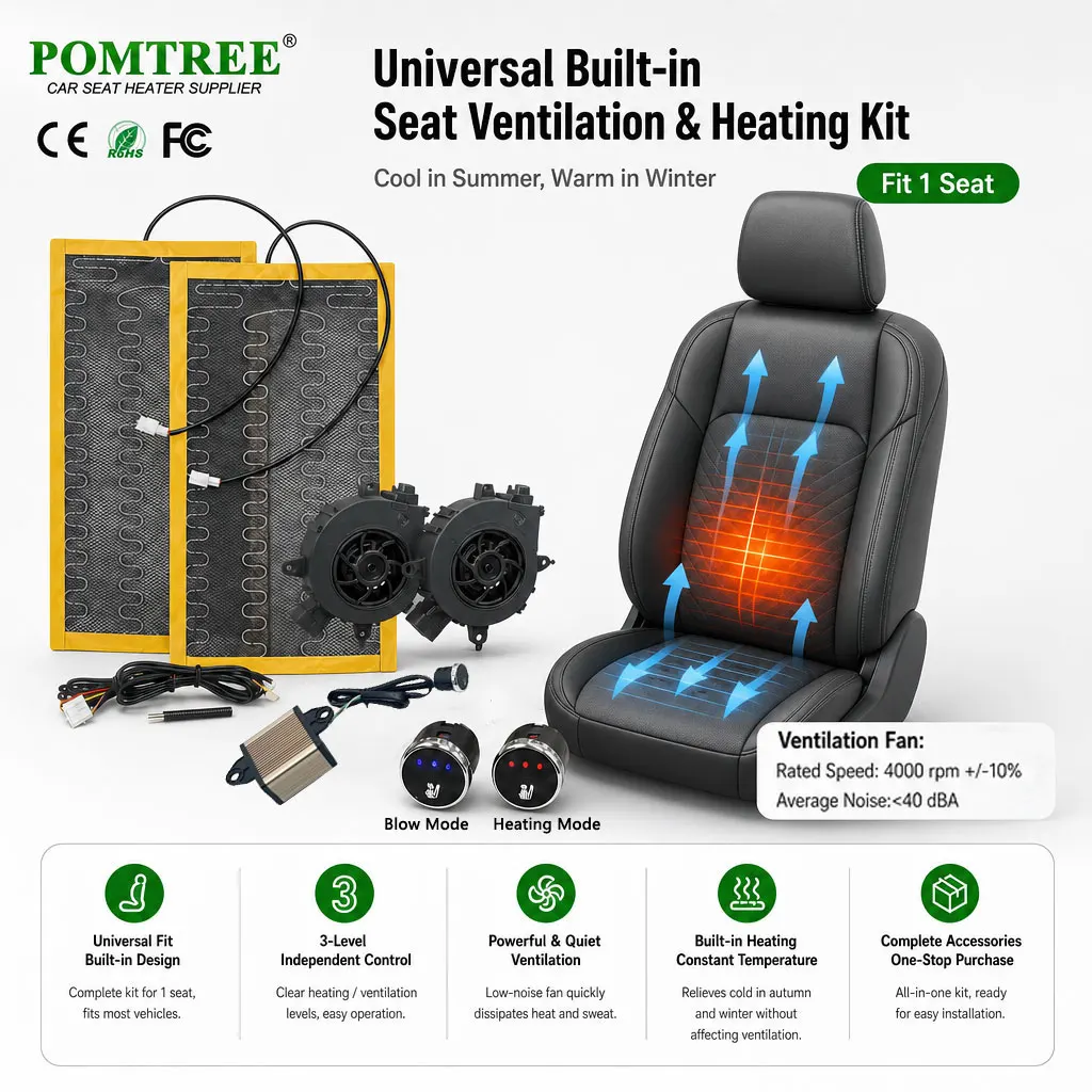 

Built-in Universal Car Seat Ventilation Heating System Kit Fit 1 Seat 3-Level Round Switch Cooling Fan Heater Pad Accessories