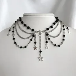 Black Fairycore Necklace Grunge Jewelry Galaxy Necklace Witchcraft