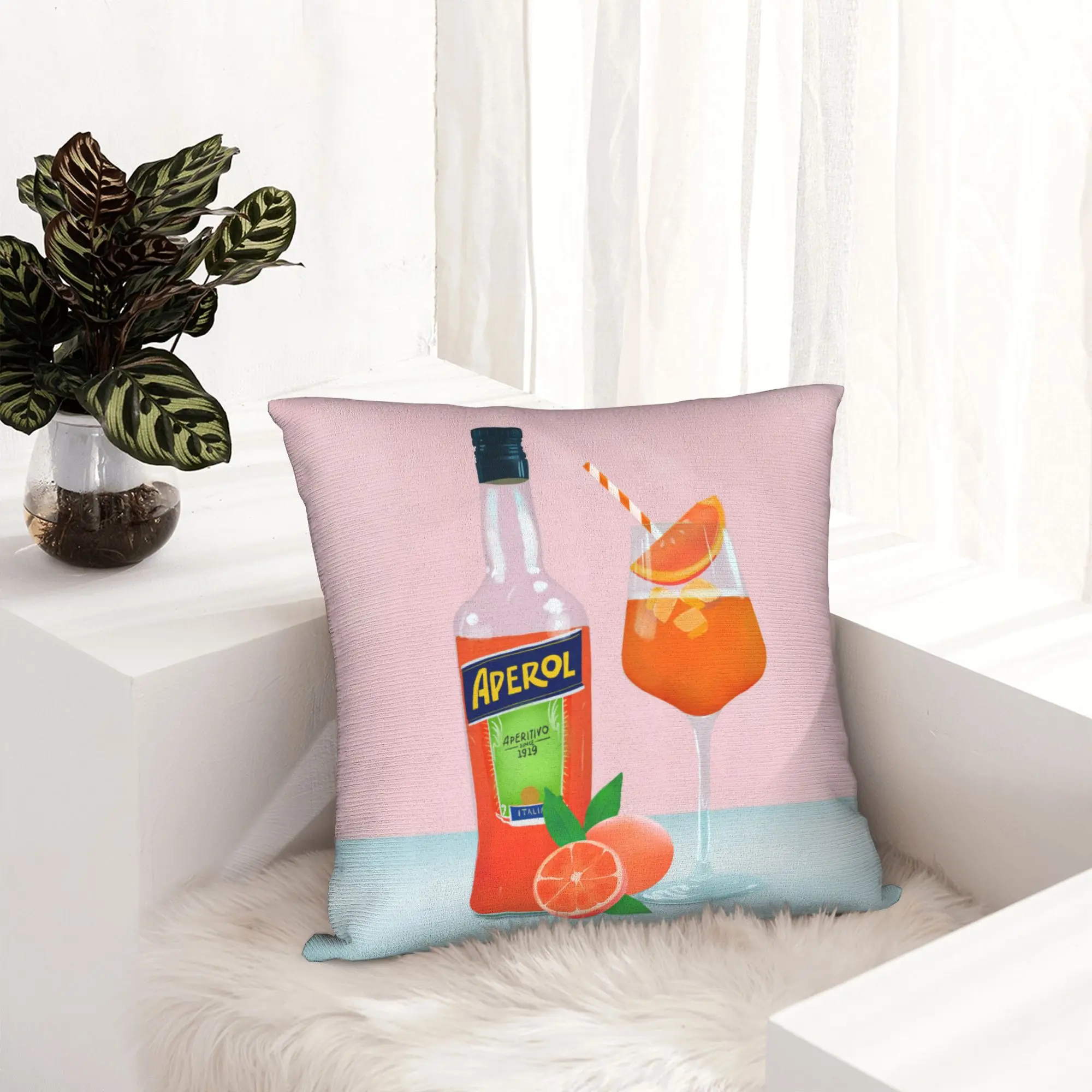 Aperols Spritz Print Cushion Cover 45x45cm Love Drinking Cocktail Soft Cute Throw Pillow Case for Sofa Home Decor
