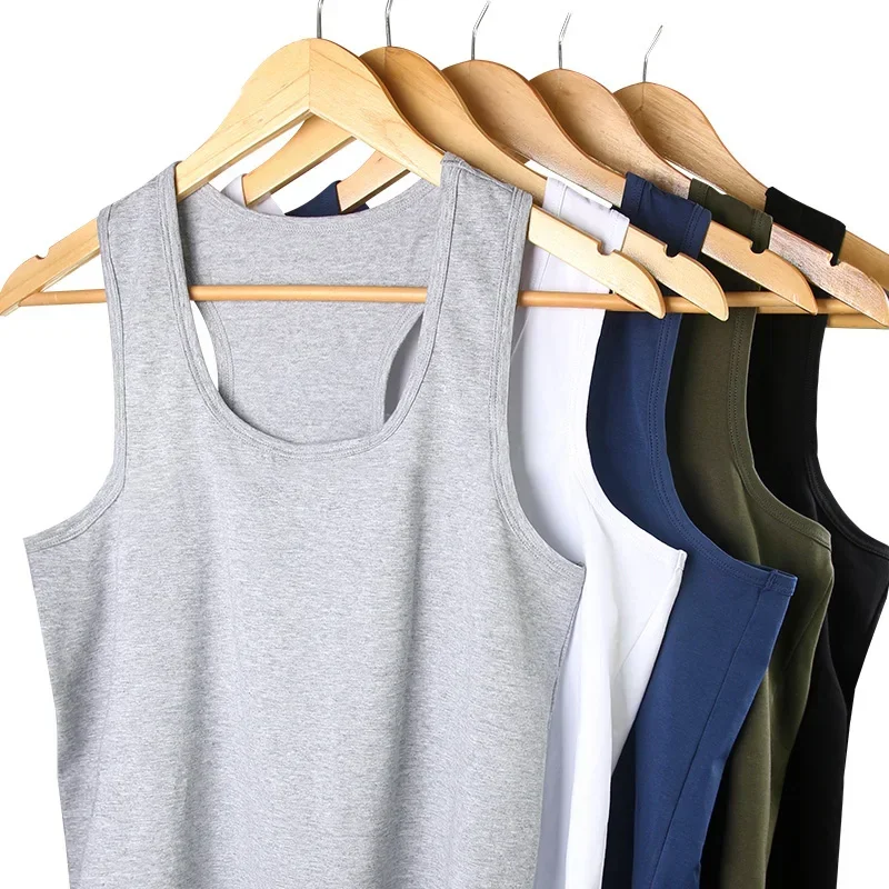 

2PC Men's Sleeveless T-Shirt Men's Vest Sweat Absorbent Vest Cotton Sports Fitness Comfort Stretch Sleeveless T-Shirt I-Shape