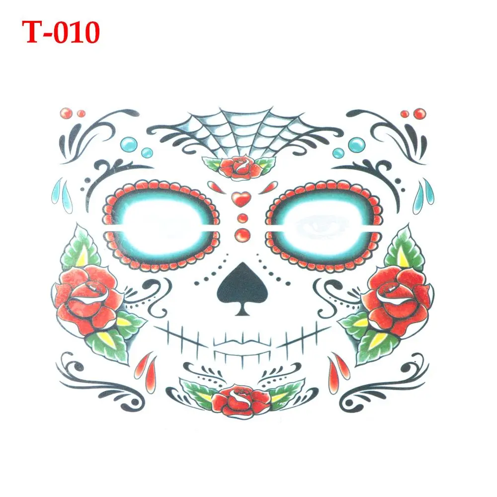 Pop Face Decal Waterproof Temporary Tattoo Stickers Facial Makeup Day Of The Dead Halloween Dress up