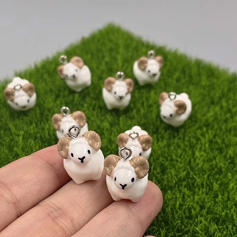 10Pcs Sheep Shape Resin Charms Lamb Animal Pendants DIY Jewelry Making Accessories For Necklaces Charms Decor Handcraft