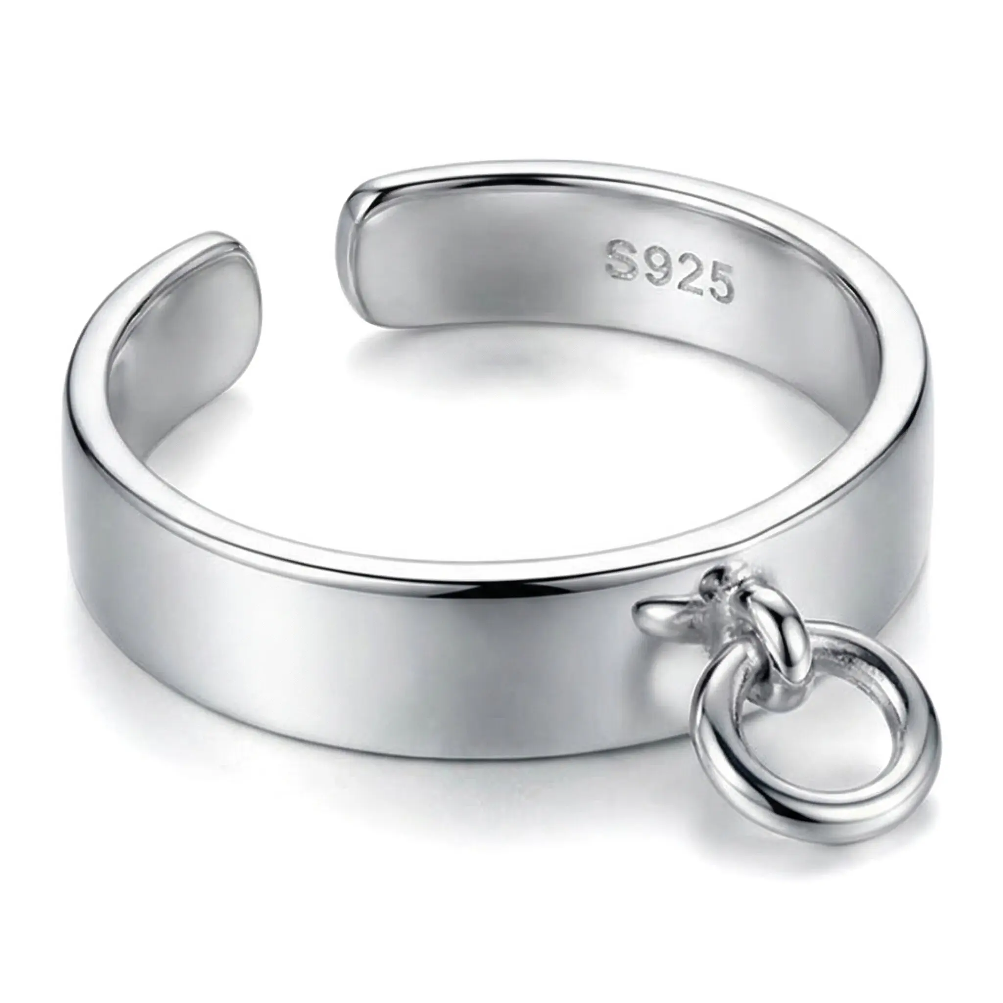 F.I.N.S Chic INS koreański styl kobieta 925 srebro pierścionki dla kobiet mały wisiorek w kształcie koła błyszczący otwarty pierścionek Fine Jewelry — zdjęcie 2