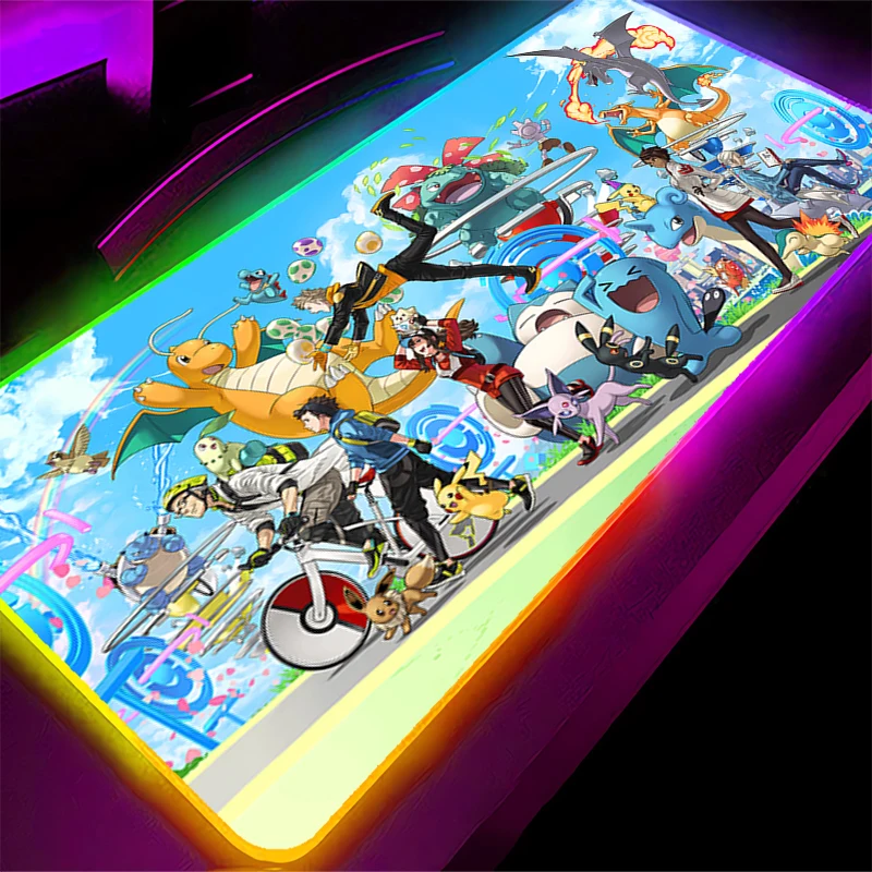 

RGB Large Mouse pad Natural Rubber speed For e-sports players Backlight Laptop Computer Keyboard LED Pokemon Snorlax pc mousepad