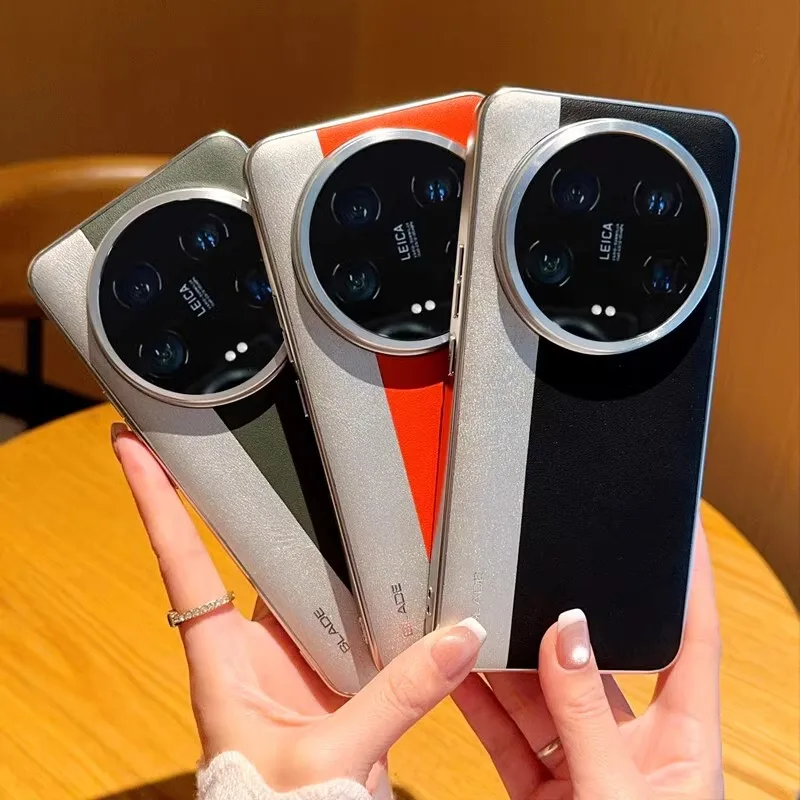 

Case For Xiaomi 15 14 Ultra Color Simple Block leather electroplated ultra-thin PC anti-fall Protection Shockproof Back Cover