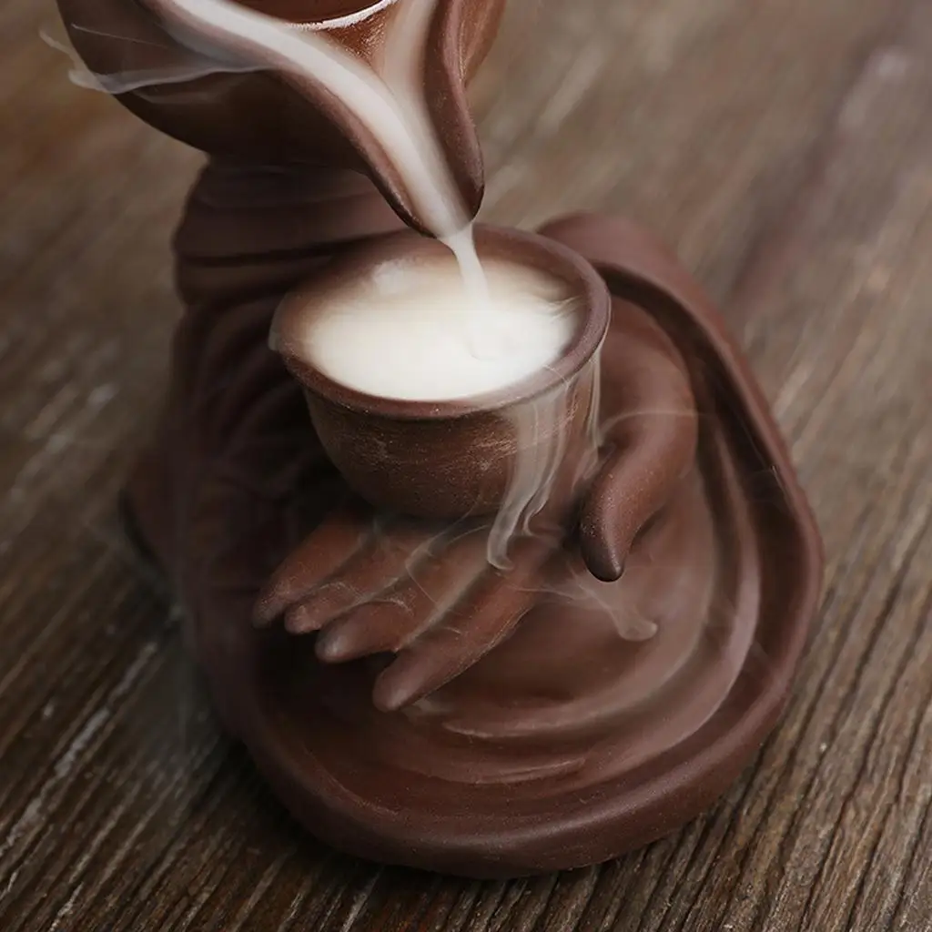 Buddha Hand & Teapot Shaped Incense Cone Burner Holder Waterfall Backflow Home Meditation Rooms Decor view 3