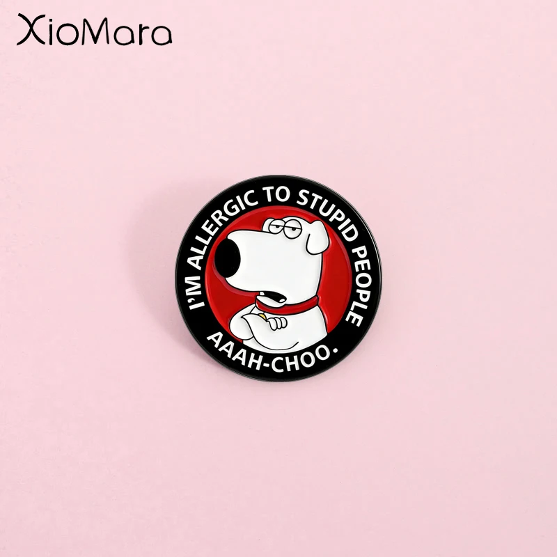 Lustige Anime-Humor-Emaille-Anstecknadel mit herausragendem Ausdruck, Cartoon-Brosche für Hunde, Unisex, tägliches soziales Geschenk-Accessoire