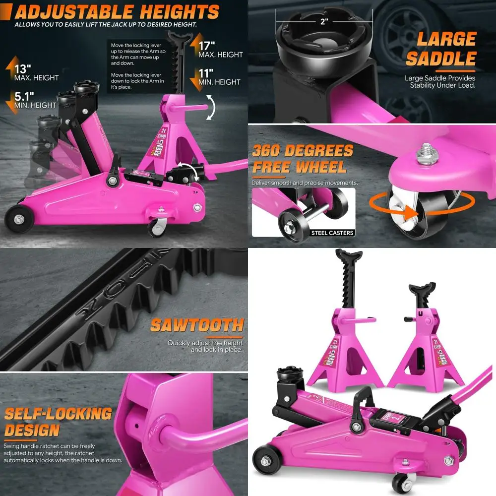 

Compact 2-Ton Hydraulic Trolley and Floor Jack Set with 2 Ratchet Stands, 11-17 Lift Range