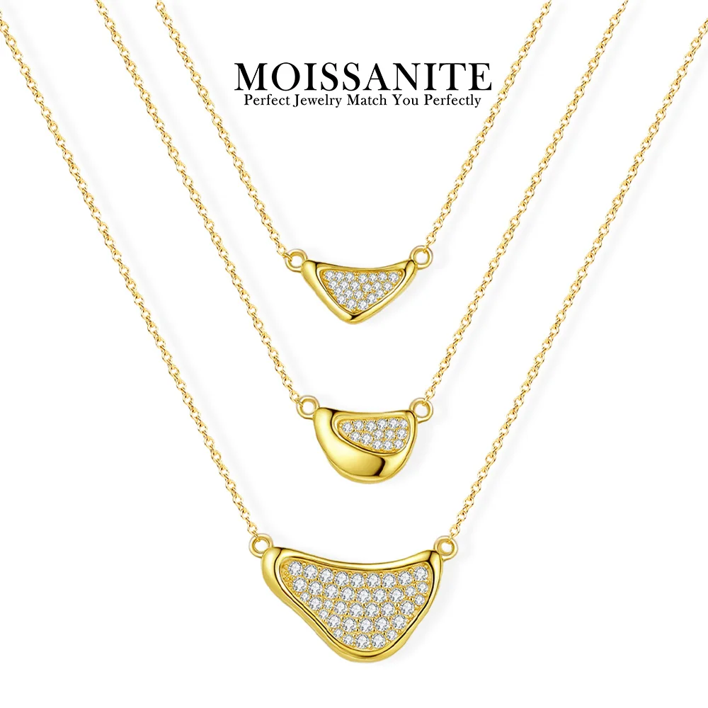 

Multi Size Moissanite Pendant Necklace 925 Sterling Silver 18K Gold Plated Minimalist Fashion Clavicle Chain Elegant Jewelry