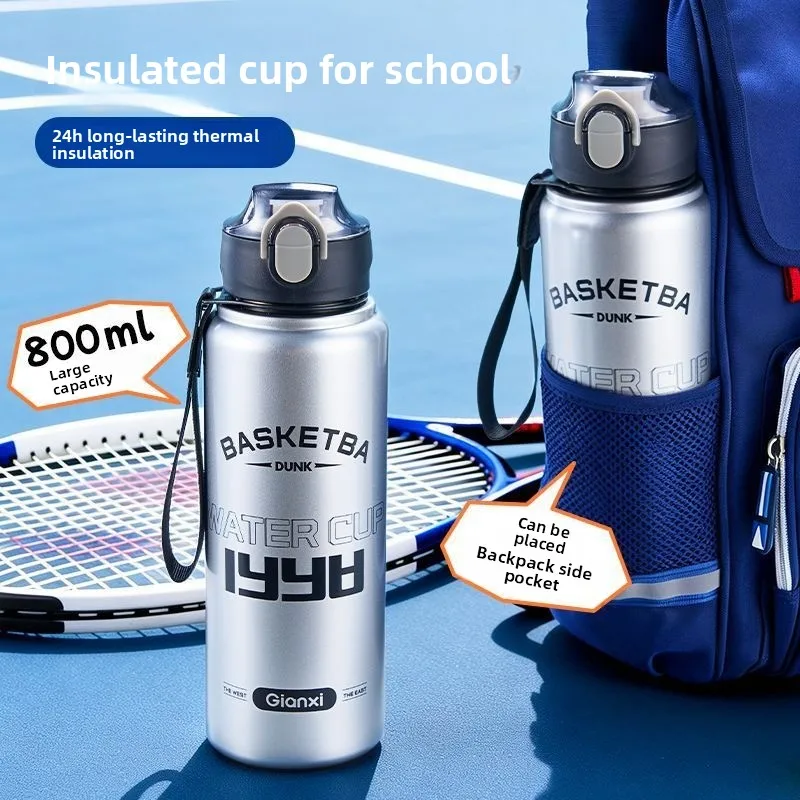2026 New Large‑Capacity Sports Insulated Water Cup Dual‑Use One‑Lid Two‑Way Drinking Mug Portable Outdoor Student School Tumbler
