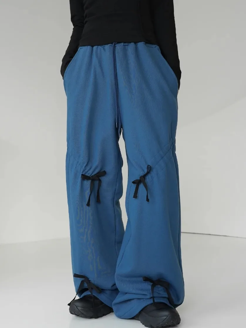 Street Sle – pantalon ample à jambes droites pour femmes, décontracté, taille élastique, Design Dstring, taille haute, Long