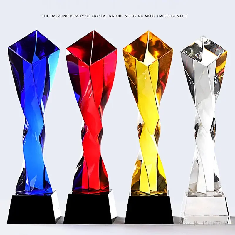 

Customized Four Color Crystal Trophy Creative Activity Competition Excellent Staff Home Decoration Souvenir Lettering Trophy 1Pc