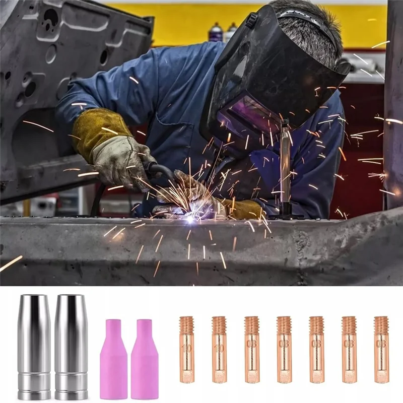 

A98E-11PCS Welding Nozzles Set MIG Torch 15AK Compatible With MIG Welder