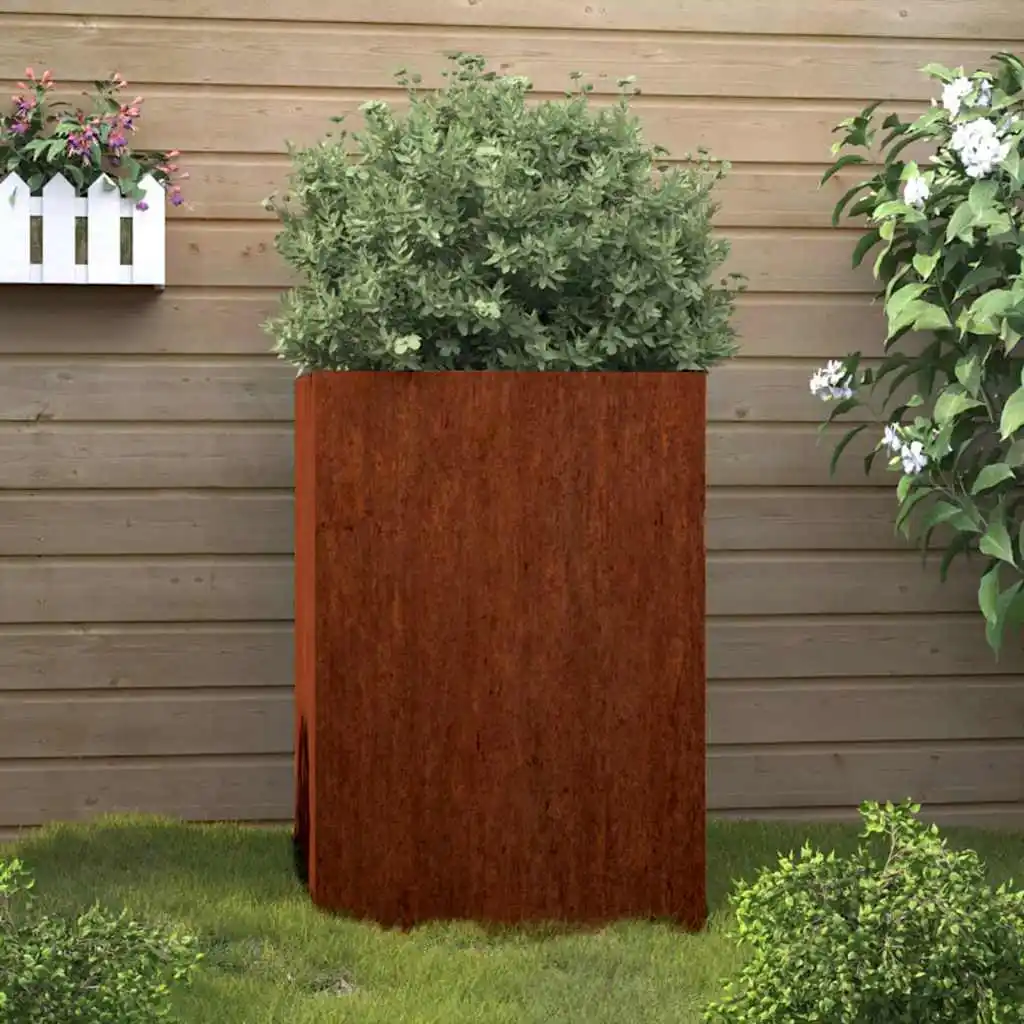 Jardinière en acier Corten 42x38x75 cm, grande jardinière d'extérieur pour cultiver des plantes et des fleurs pour jardin, balcon