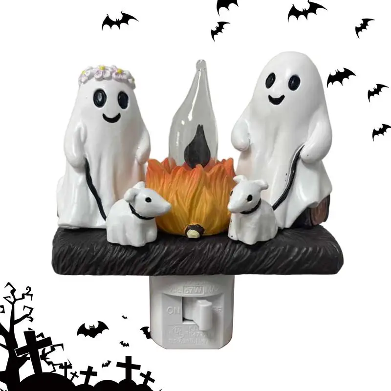 2024 Ghosts Campfire Flicker Night Light  Halloween Decorative Ghost Walking Dog  LED lamp Cute Spooky Lights For Home Offices