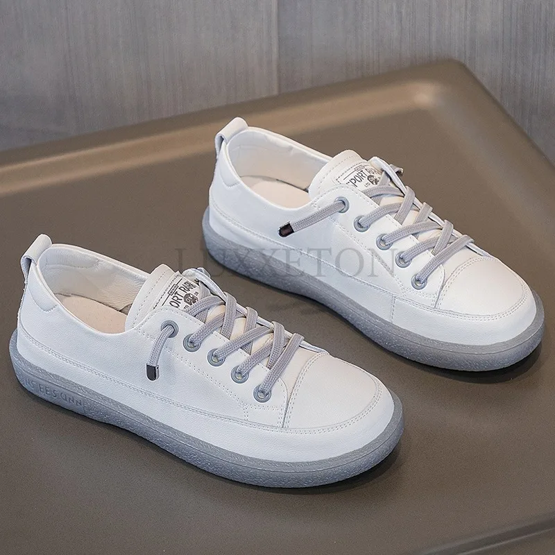 Genuine Leather Flat Bottomed Widened Oversized Women Casual Shoes Comfortable Soft Lightweight Versatile Board Shoes