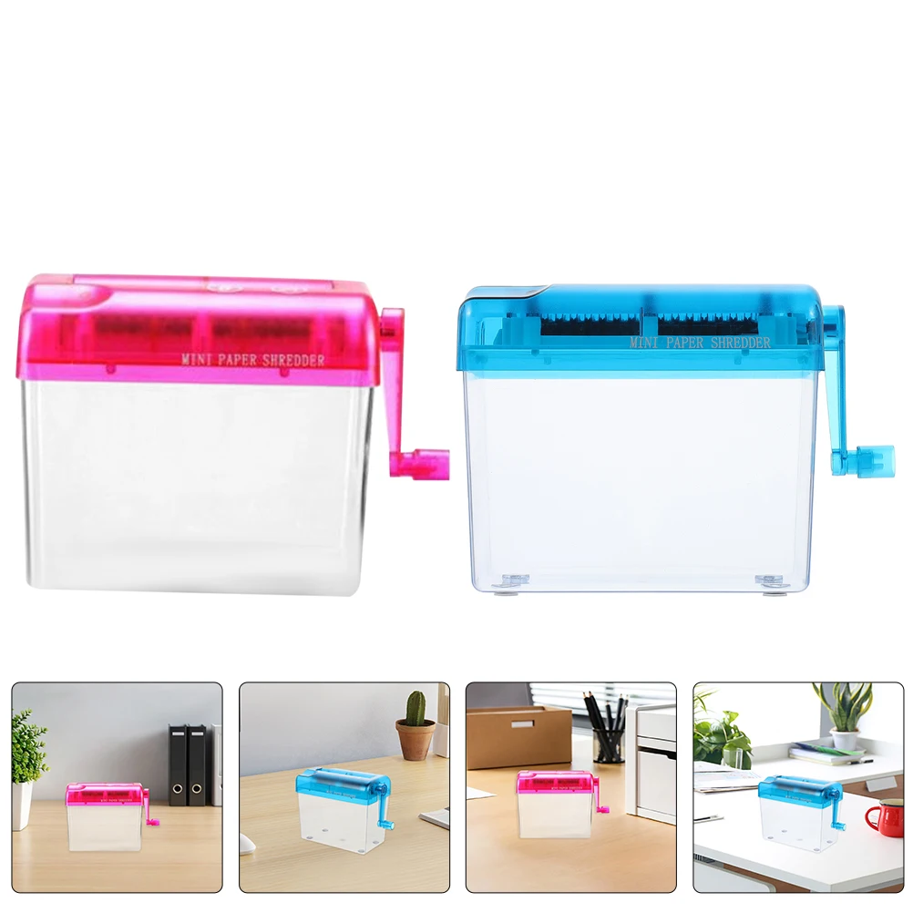 

2pcs Manual Shredder A6 Documents Paper Cutting Tool - Home Office Desktop Stationery Gift Hand Crank Paper Document Shredder