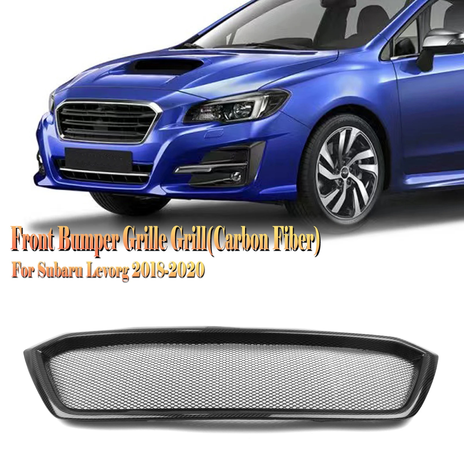 Front Grille Racing Grill For SUBARU Levorg 2018-2020 Only Real Carbon Fiber/Fiberglass Upper Bumper Hood Mesh Grid