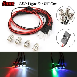 5mm 4 pces rc modelo lâmpada verde/azul/vermelho/branco faróis led luz para deriva traxxas tamiya axial scx10 d90 brinquedo parte