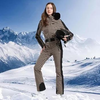 GSOU SNOW One-piece Ski Suit Women Thickening Snowboard Female Overalls Winter Windproof Waterproof Breathable Clothing Skiing 6