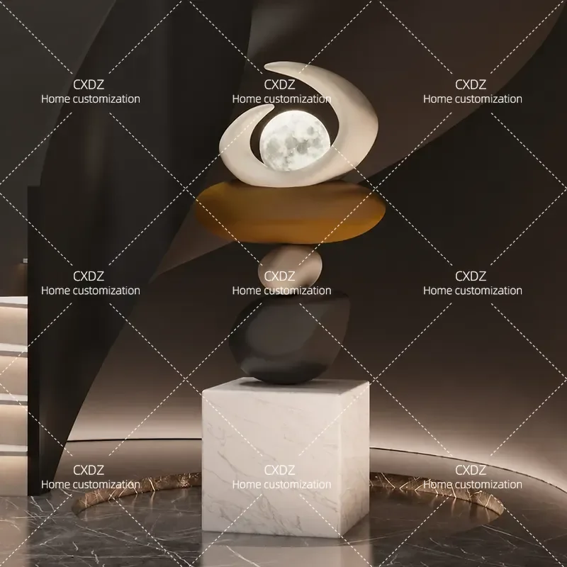 Creative Overlapping Stone Sculpture Floor to Ceiling Art Staircase Decoration for Hotel Lobby Sales Office Ornament