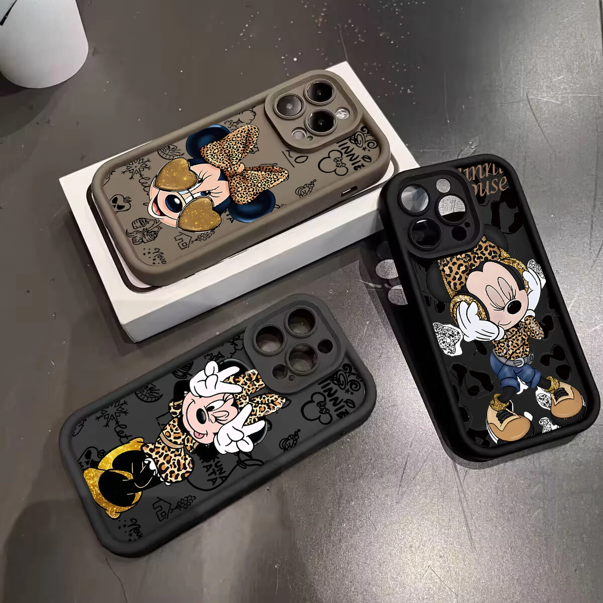 Leopard Minnie Mouse Disney Phone Case For Samsung Galaxy S26 Ultra S25 5G S24 S23 S22 Ultra Plus A56 A54 A53 A17 A16 5G Cover