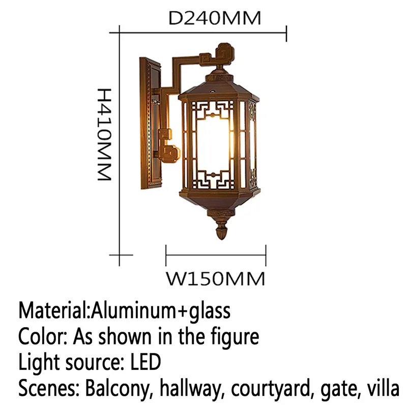 Ronin โคมไฟผนังไฟฟ้ากลางแจ้ง LED ร่วมสมัย, เรียบง่ายกันน้ำระเบียงห้องโถงลานบ้านวิลล่าประตูโรงแรม