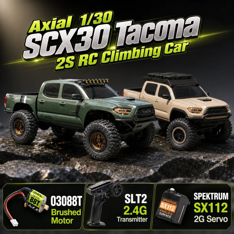 New Axial 1/30 SCX30 Tacoma 2.4G Simulation Remote Control Brushed 2S Off-Road Climbing Car Electric 4WD RC Model Toy With Light