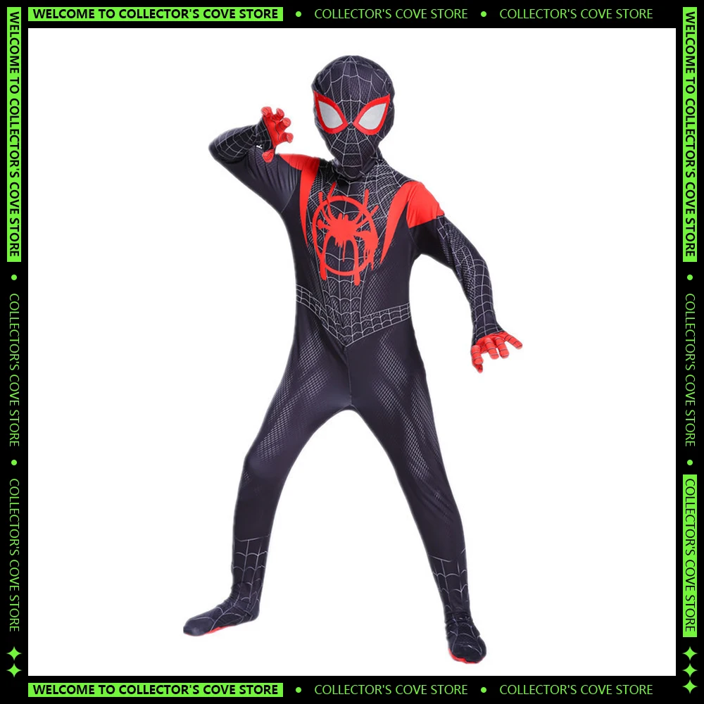 Cosplay Costume Spiderman Miles Morales Adults Kids Halloween SuperHero Bodysuit Men and Women Party Tight Jumpsuit for Children