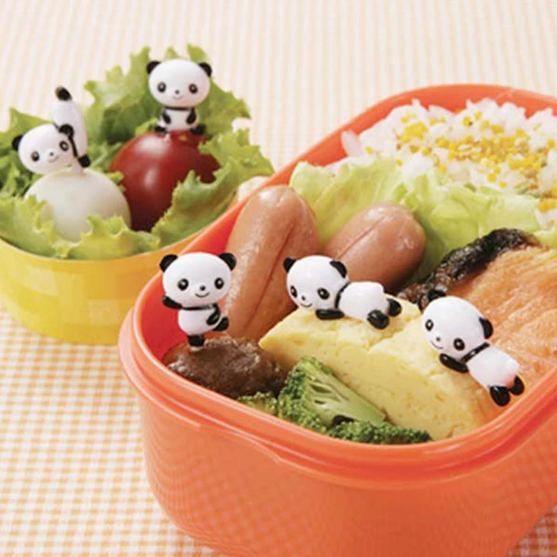 8 pz/set Mini Cartoon Panda Fruit Fork Kids Snack Dessert Pick Cake Bento lunets forchette per decorazioni per feste