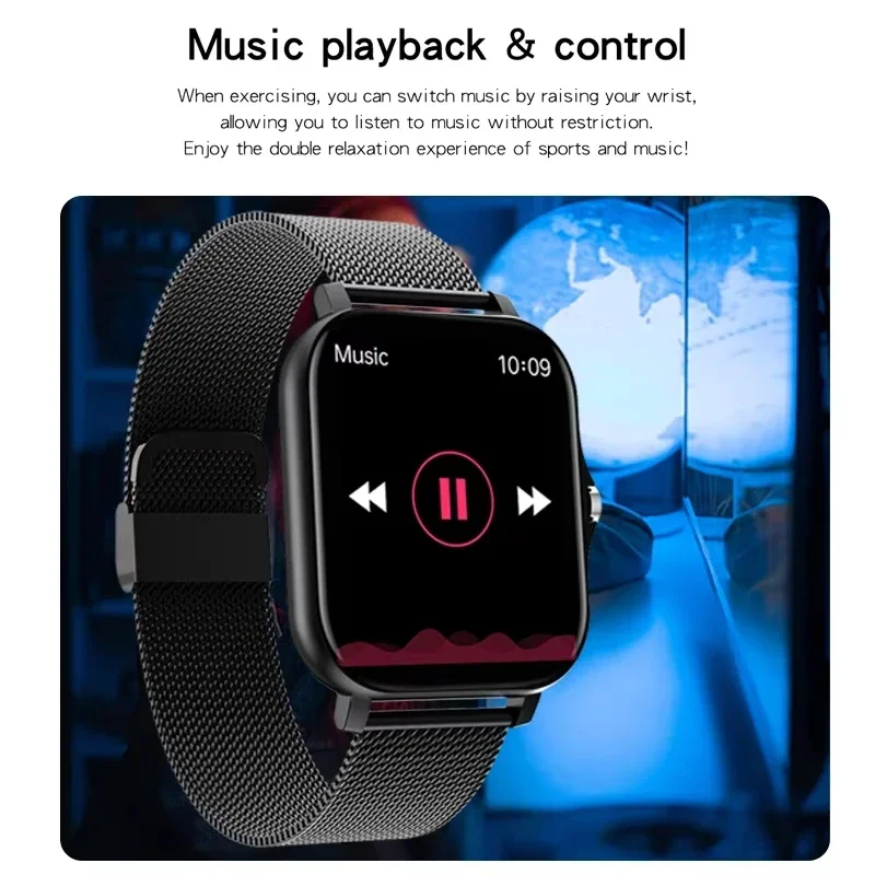 2025 ใหม่สมาร์ทนาฬิกาผู้ชายผู้หญิงบลูทูธรับสายFull Touch Screen SmartwatchฟิตเนสออกซิเจนในเลือดนาฬิกาสําหรับAndroid