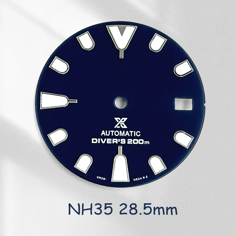 

28.5mm Dial Green Luminous Custom Logo NH35 Watch Dial Fit NH36 Japanese Movement Turtle Tuna Watch Repair Accessories Parts