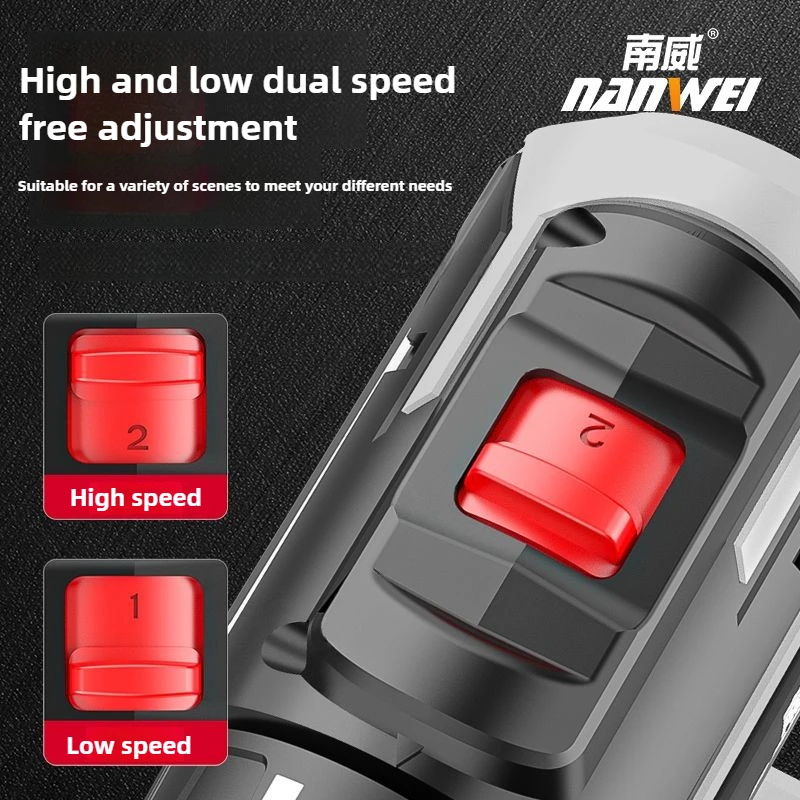 NANWEI Brushless Electric Drill Cordless Impact Drill Metal Ratchet Chuck Electric Hand Drill Household Electric Screwdriver