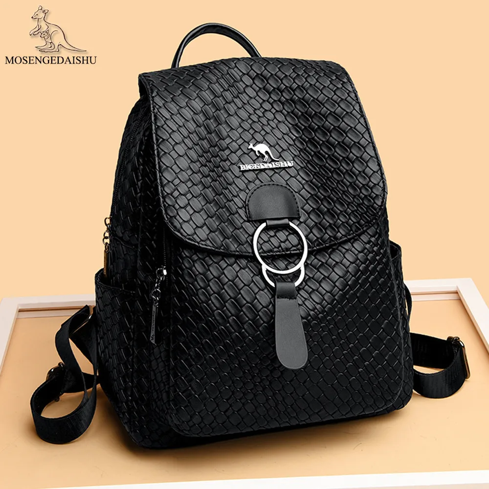 Mochilas de couro macio para mulheres, Mochila de grande capacidade, Bagpack feminino de viagem casual para meninas adolescentes