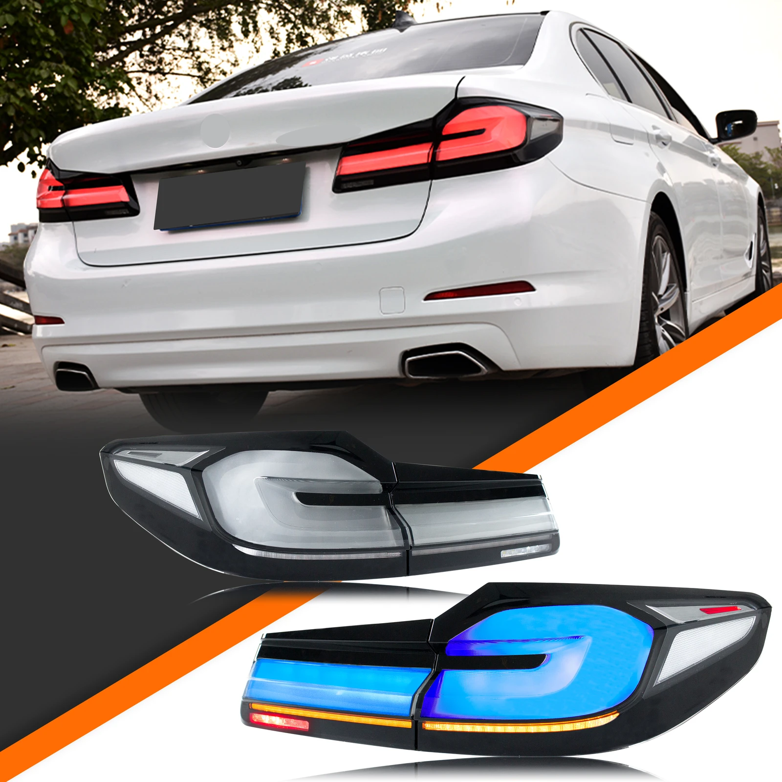 

LED Tail Lights for BMW 5-Series G30 F90 M5 520 530 540 550 2017-2020 Sequential Blinker Rear Lamps Assembly [Not Fit 2021-2023]