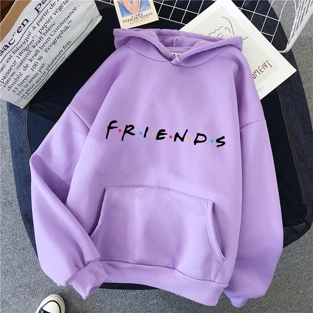 Women Friends Print Hoodie Long Sleeve Pullover Fashion Clothing Casual Solid Color Female Spring Autumn Fashion Streetwear