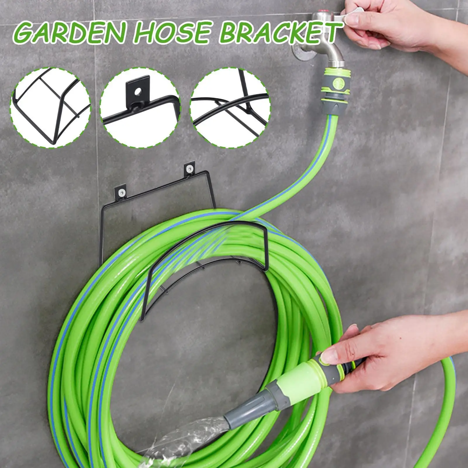 

Hose Storage Wall Mount Metal Hose Organizer Hanger Space-Saving Garage Organization Weather-Resistant Garden Tools Organizer