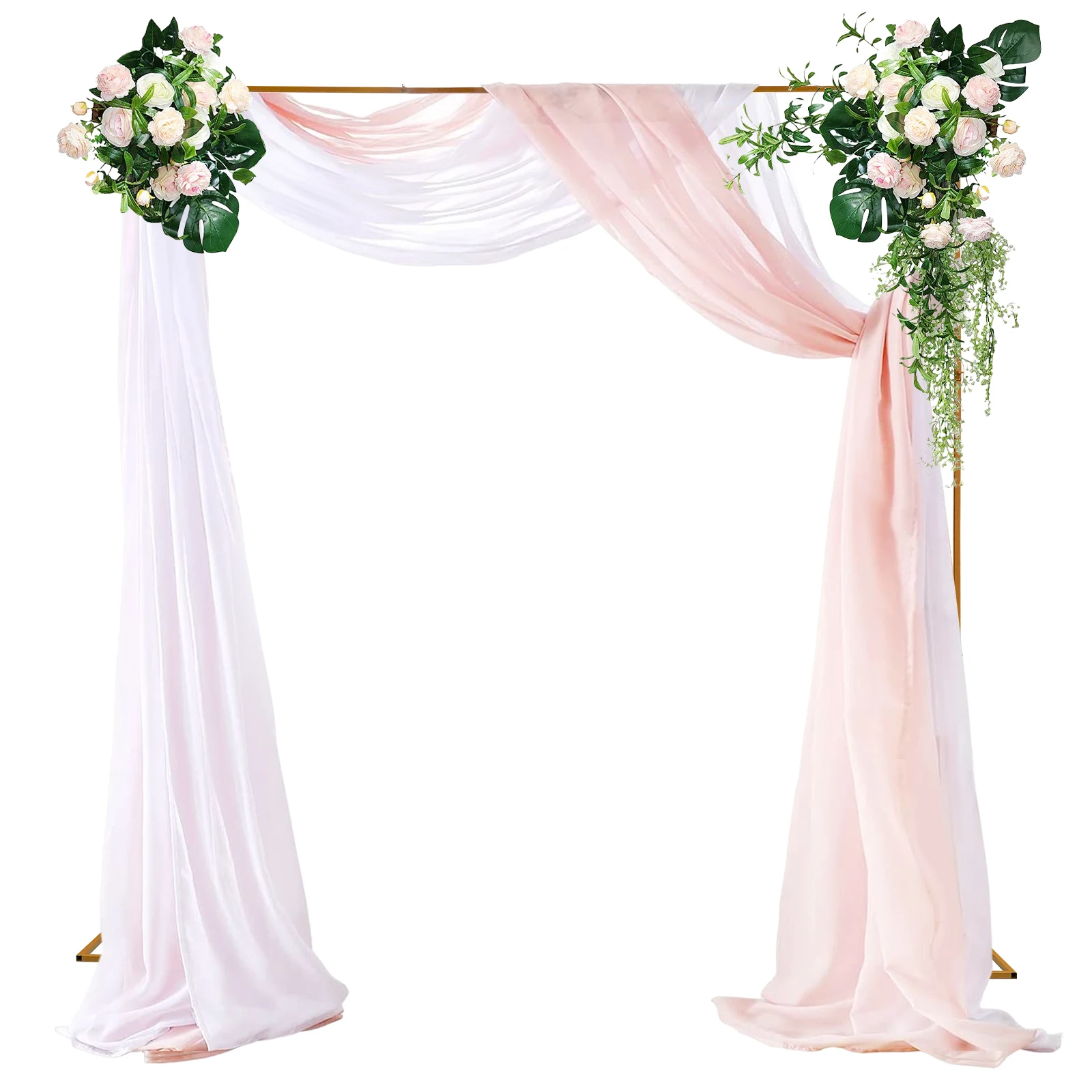 

3m/9.8ft Square Wedding Arch Stand for Ceremony, Metal Backdrop Stand Heavy Duty with Base, Gold Arch Frame Party Decoration