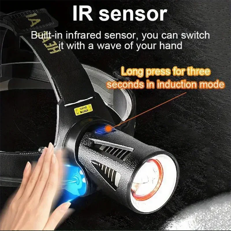 

2025 NEWEST XHP360 LED Headlight 18650 USB Rechargeable Headlamp Long Range Head Flashlight Outdoor Fishing Climbing Head Light