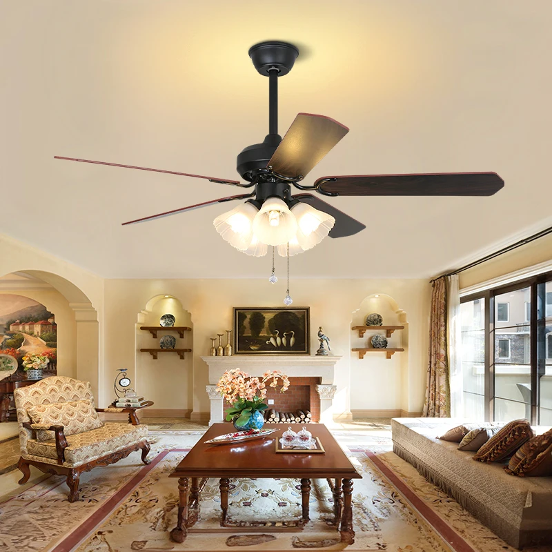 

Hunter 52Inch Ceiling Fans Lamps with Lights and Remote Pull Switch Black 5 Blade with Light for Living Room Bedroom Restaurant