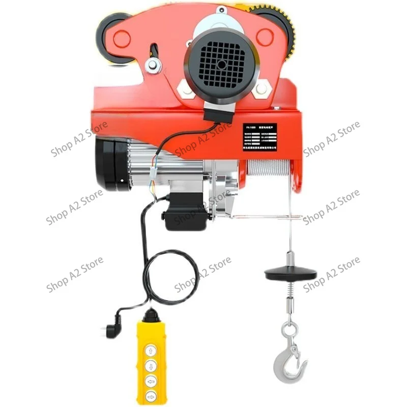 Modern Mini Electric Hoist for Home 220V with 4-wheel Trolley Design Small Metal Simple Convenient Design Lifting Cranes