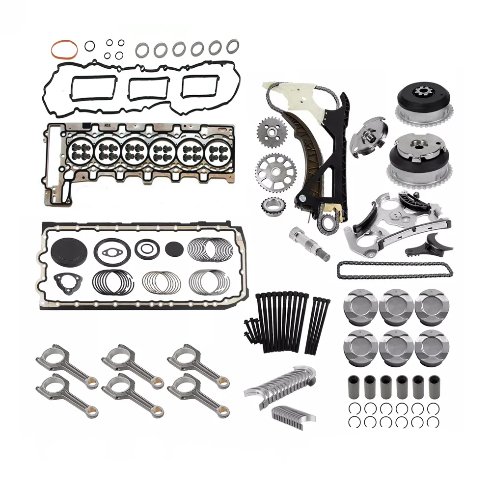 For BMW X5 X6 135i 3.0L L6 GAS N55 Engine Rebuilding Kit with Timing Chain VVT Gear Piston Connecting Rod Full Gasket Set 3.0L
