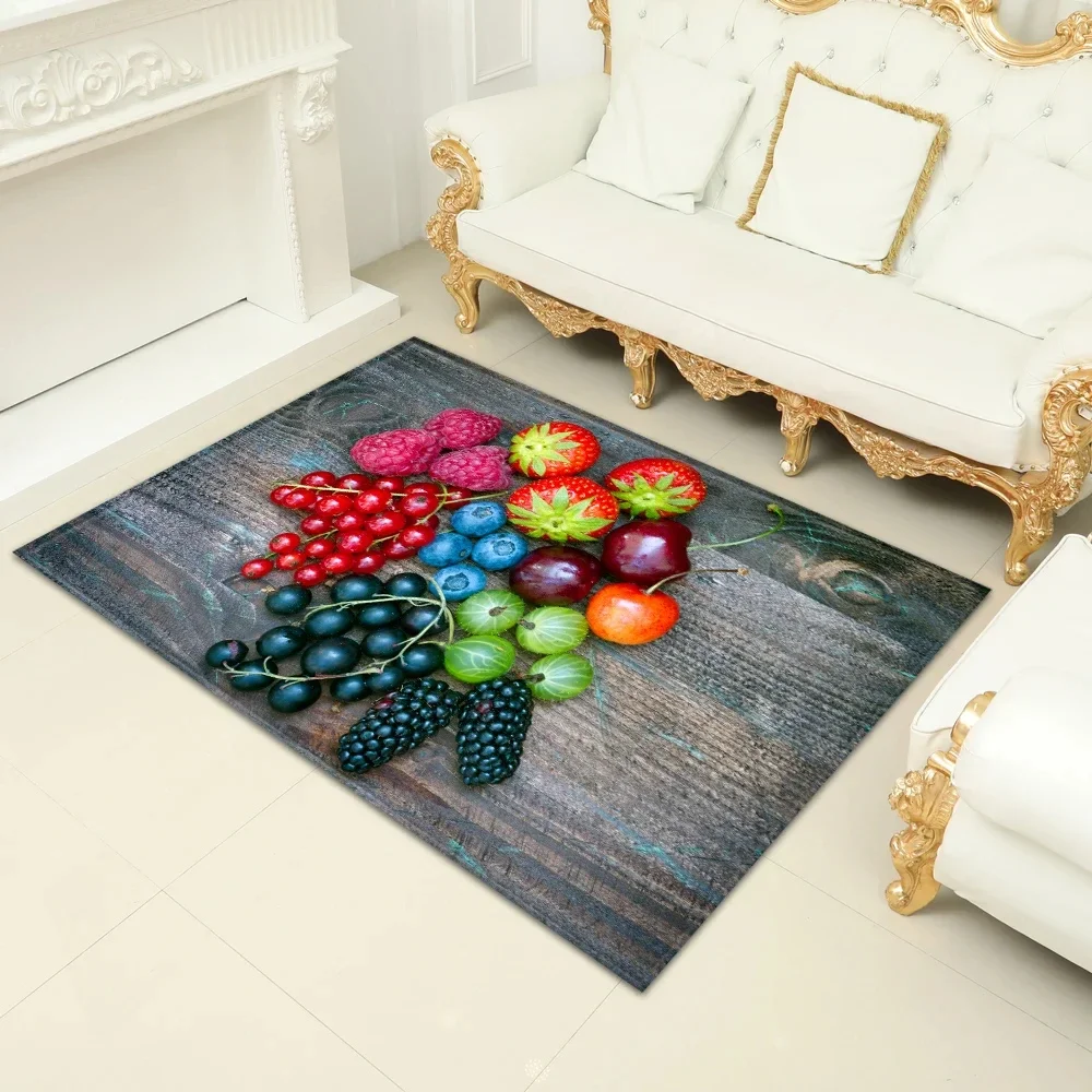 Sweet Fruit Vegetable Fork Pattern Living Room Carpet Coffee Table Floor Mat Study Bedroom Bedside Home Decor Area Rugs Doormat