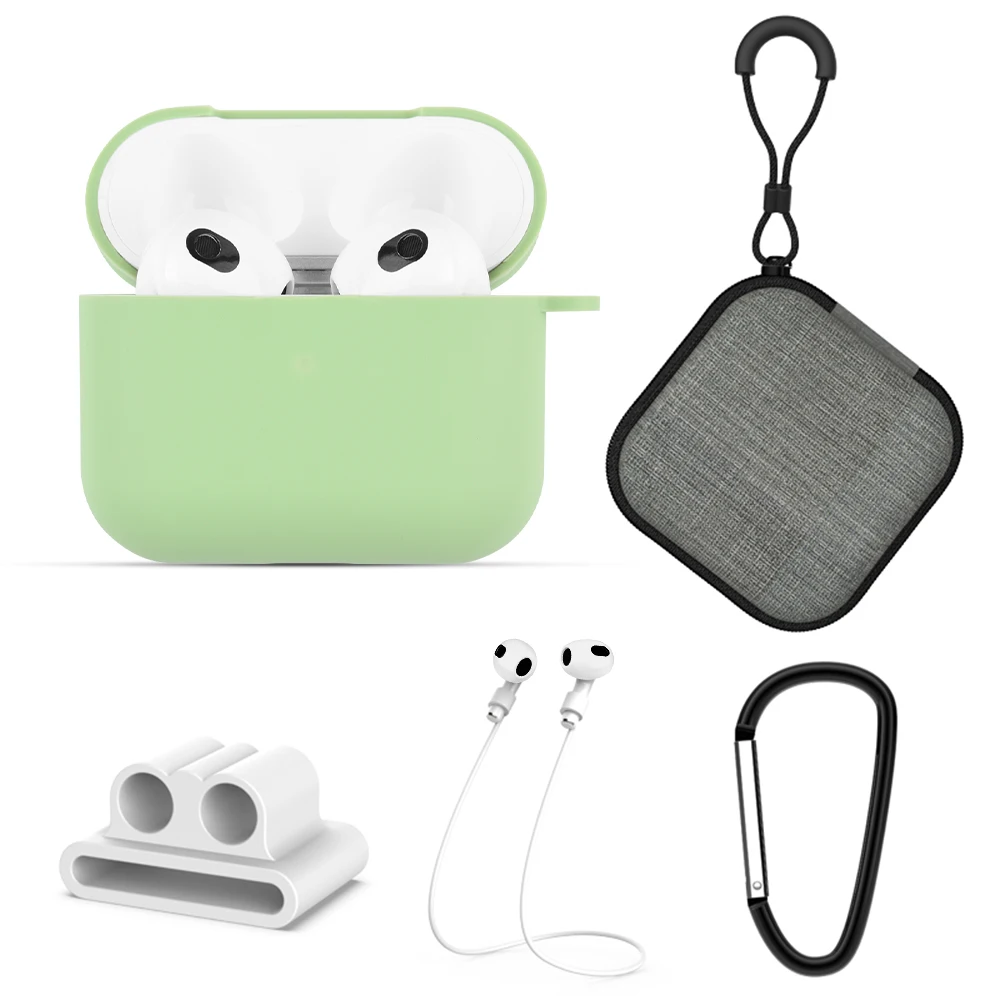 5pcs/set Anti Scratch Earphone Protective Silicone Case Set For Apples Airpods 3 Wireless Headset Covers Anti-lost Accessories