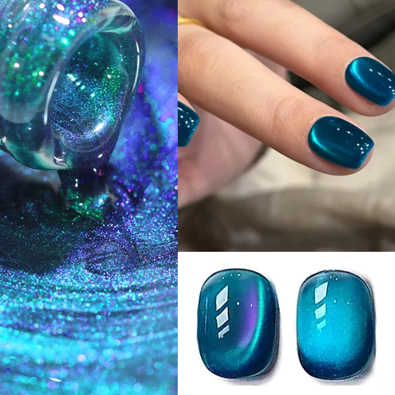 BORN PRETTY 10ml Goldener Kaffee Farbverlauf Katzen-Magnetgel Nagellack Braun Glasperlen Mondlicht Soak-Off UV Herbst Gel Nagelkunst