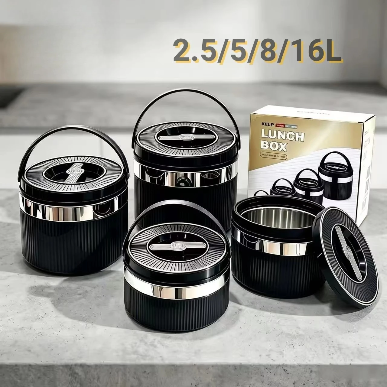 4pcs 2.5+5+8+16L Large Capacity Hot Pot Set Stainless Steel Food Warmer Set with Lids Food Storage Container Set SA Casseroles