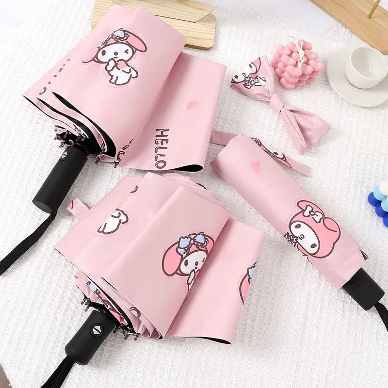 

Cute My Melody Umbrella Sanrio Kawaii Anime Fully Automatic Umbrella Girl Heart Sweet Cartoon Umbrella Sun Protection Kids Gift