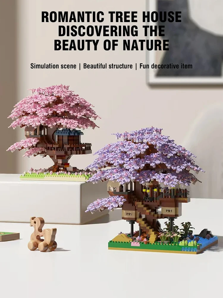 DIY Sakura-Baum Baustein-Set DIY Kirschblüten-Bausteine mit Licht Baumhaus-Modell Ornament Romantisches Geschenk für Freundin
