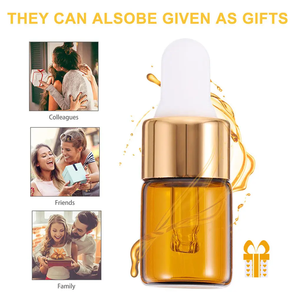 

25Pcs 2Ml Small Glass Dropper Bottles Refillable Travel Size Essential Oil Holders Perfume Dispenser Bottles Translucent Uv